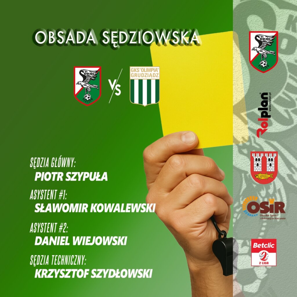 Piotr Szypuła arbitrem w meczu Sokoła z Olimpią Grudziądz
