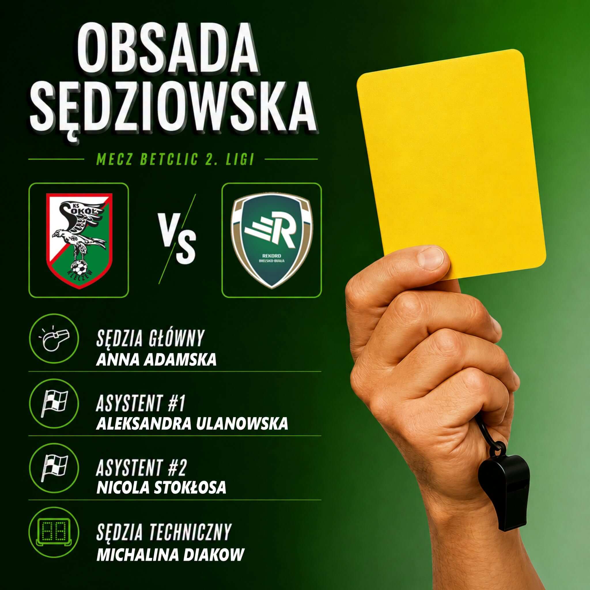 Anna Adamska arbitrem w meczu Sokoła z Rekordem